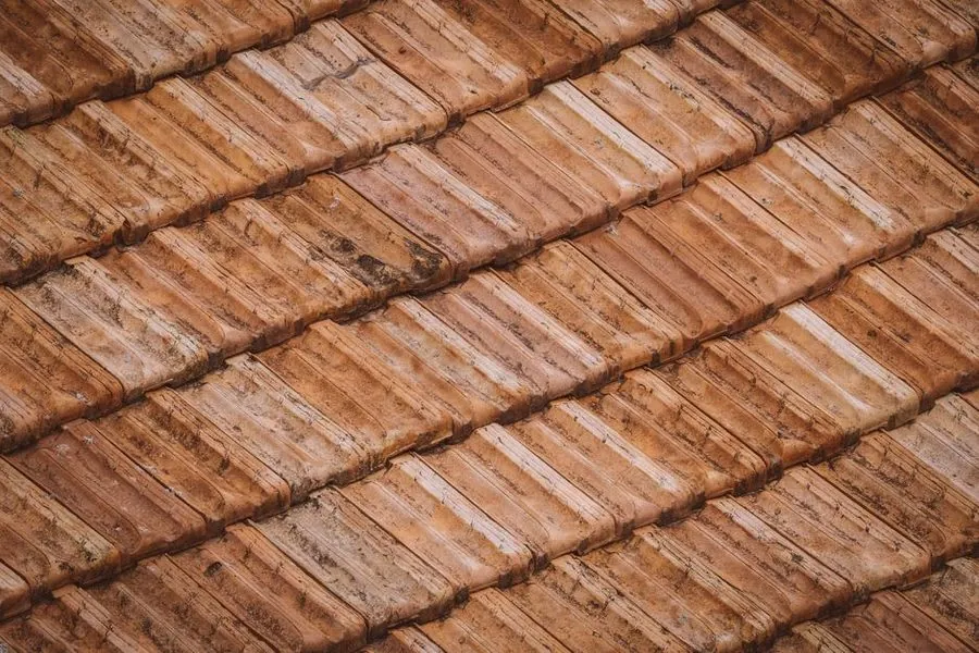 Close-up of roof tiles showing different covering options